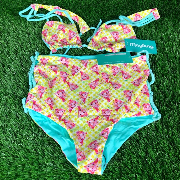 New NWT Maylana Swim Bikini Set Top Bottom Beach - Picture 2 of 4